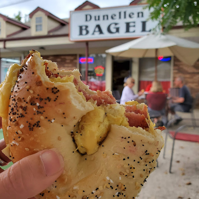 Pork Roll Egg and Cheese on an Everything Bagel