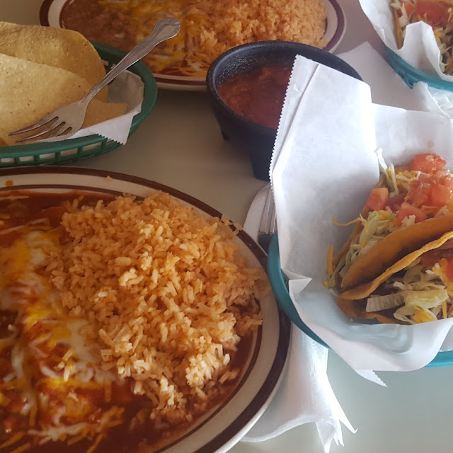 Cheese Enchilada with Rice and Beans