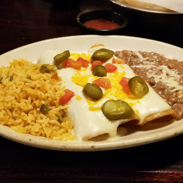 Chicken Enchilada Platter with Rice and Beans