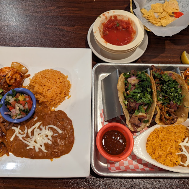 Mixed Tacos and Camarones a La Diabla