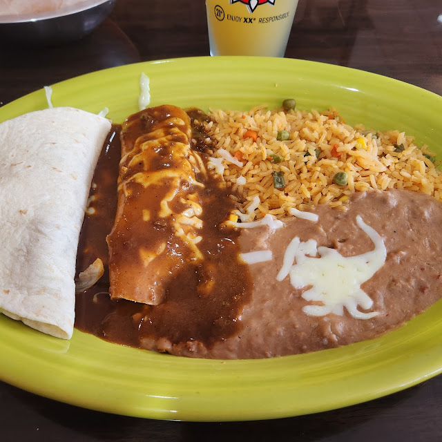 Combination 6 Enchilada Taco Rice and Beans