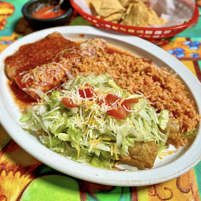 Chicken Enchilada Beef Enchilada Rice Refried Beans