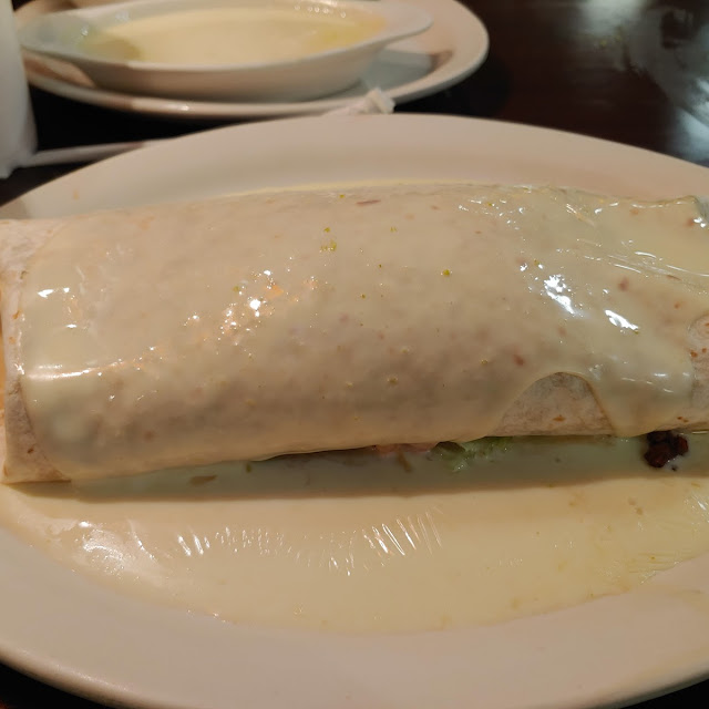Burrito Gigante and Chicken Fajita Nachos