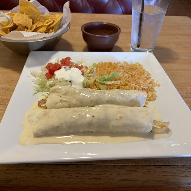 One Burrito One Enchilada Rice and Beans