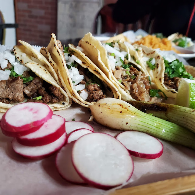 Tacos Bistec and Tacos De Carnitas