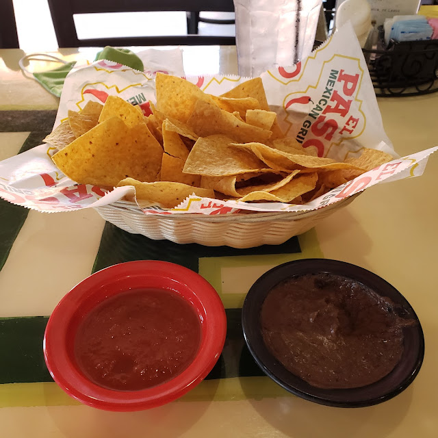 Chips Salsa and Bean Dip