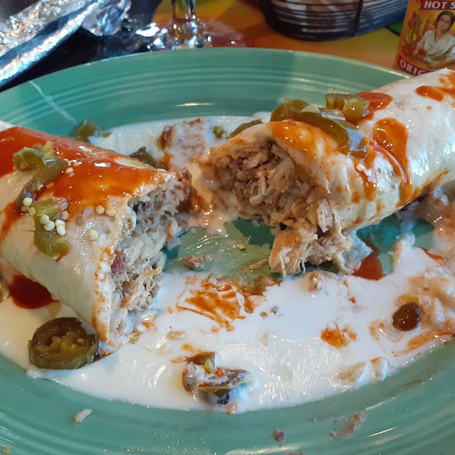 Burrito Poblano with Extra Cheese & Rice Jalapeños & Cholula