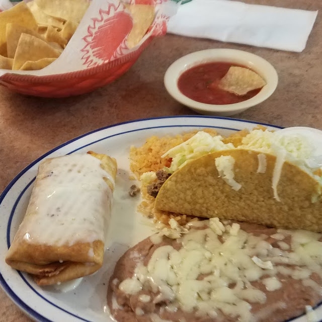 Combination Dinner with Taco Chimichanga and Tostada