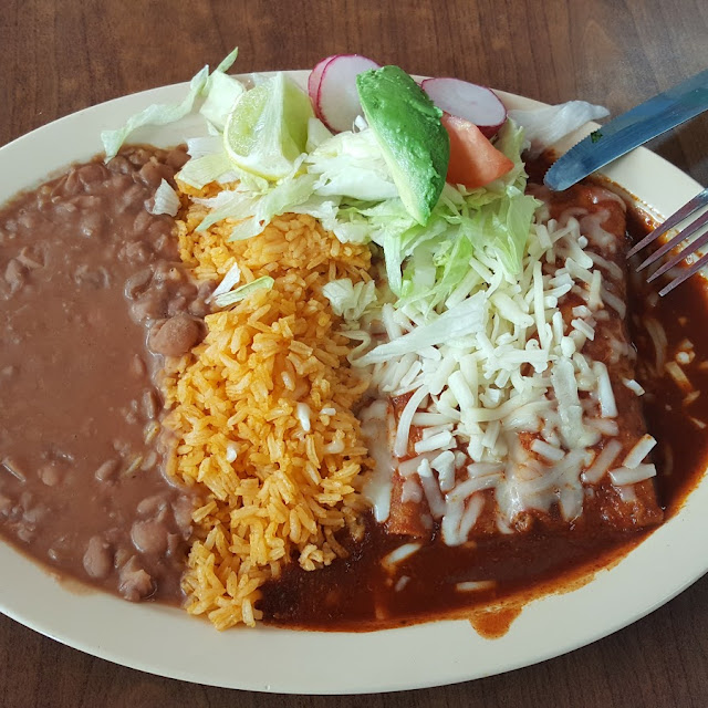 Cheese Enchiladas Rice and Beans