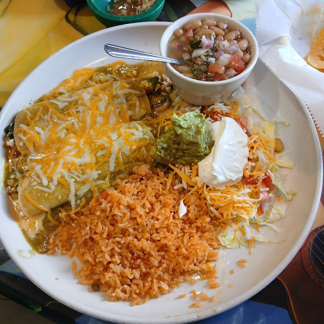 Enchilada Dinner with Rice and Salsa