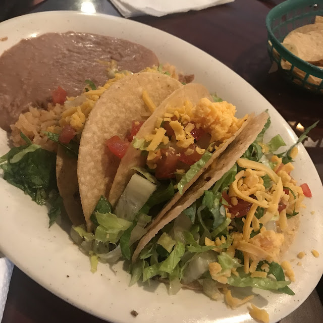 Fajita Tacos with Mexican Rice and Refried Beans