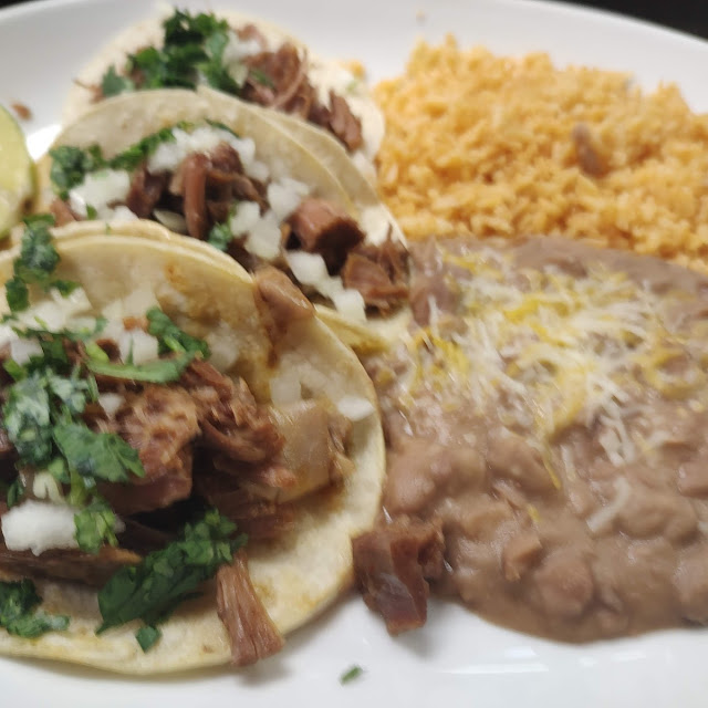 Taco Plate with Rice and Beans