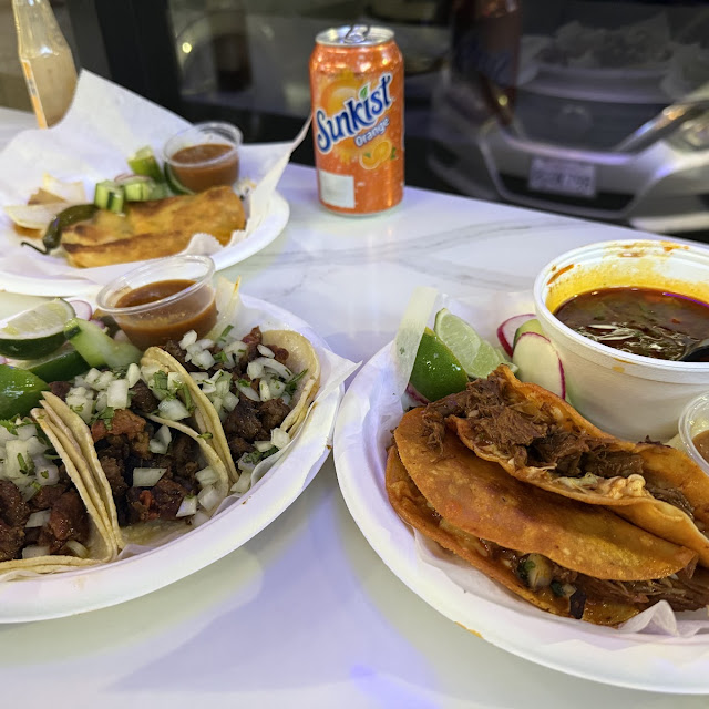 Queso Birria Tacos w Consome 2 Asada Tacos 1 Cabeza Taco 1 Mulita