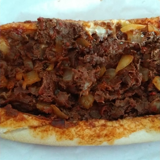 Pizza Steak with Fried Onions