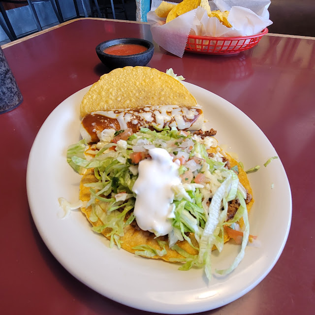 One Taco One Enchilada and One Tostada
