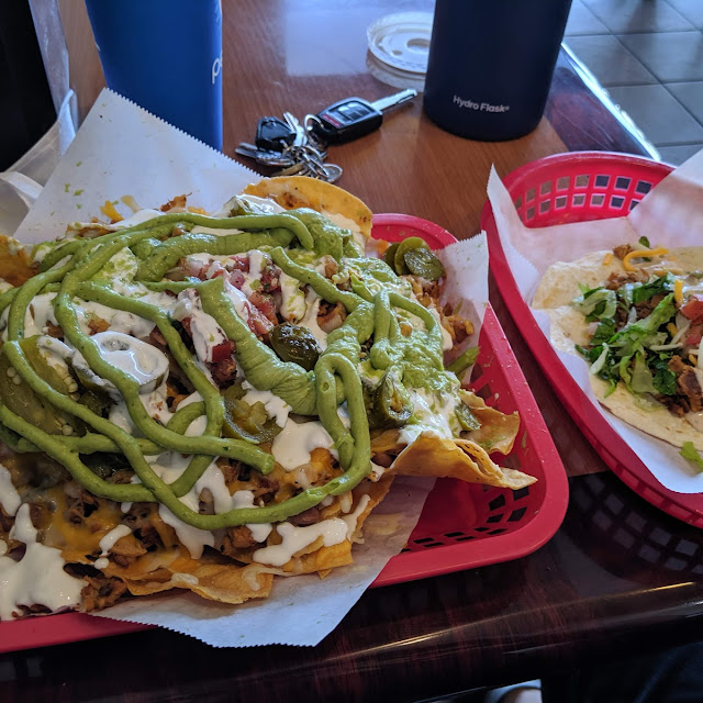 Chicken Nachos and a Primo Chipotle Chicken Taco