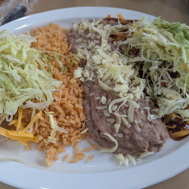 5 Bean Tostada and Cheese Enchilada