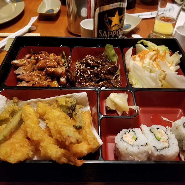 Lunch Combo with Tempura and Salmon Teriyaki