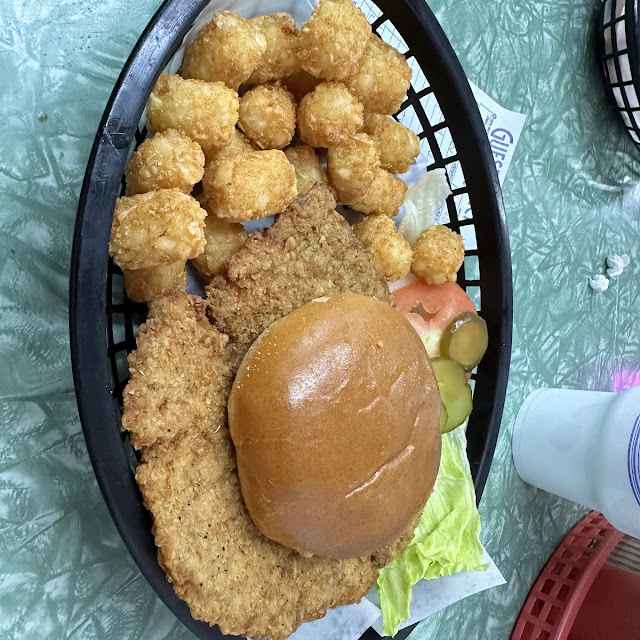 Breaded Tenderloin Sandwich and Tater Tots