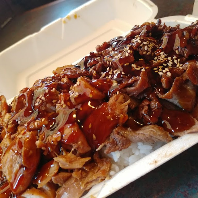 Half and Half Chicken and Beef Teriyaki Plate