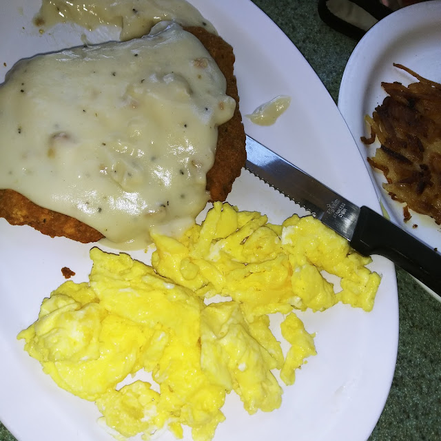 Chicken Fried Steak & Eggs It Comes with Toast & Hash Browns