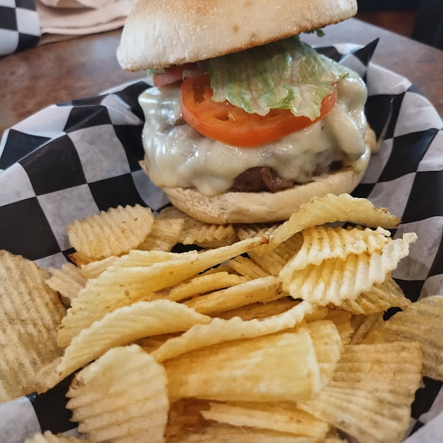 Rib Eye Swiss Cheese Mushroom Steak Burger