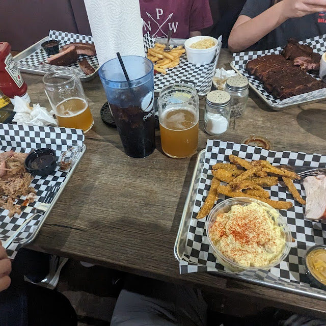 Ribs Pulled Pork Chicken Potato Salad Fried Pickles Mac N Cheese Beans