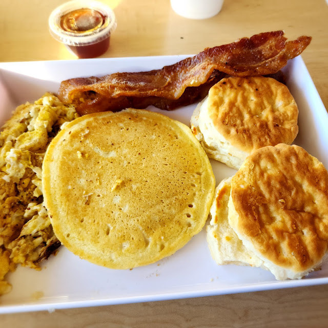 2 Eggs 2 Meats 2 Biscuit Plus I Add a Pancake