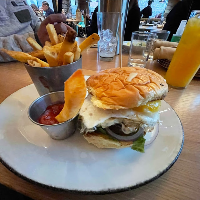 Texas Cheeseburger with Egg and Fries