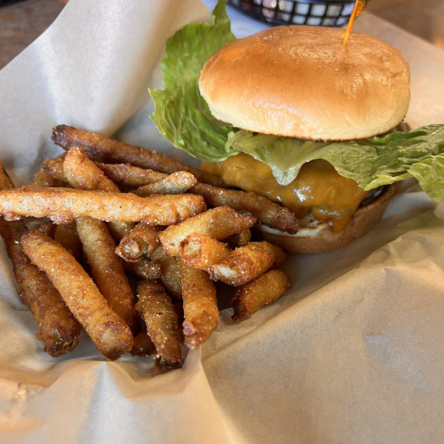 Burger and Pickle Fries