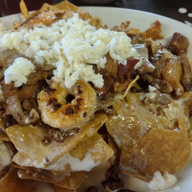 Shrimp Chicken Steak Nachos