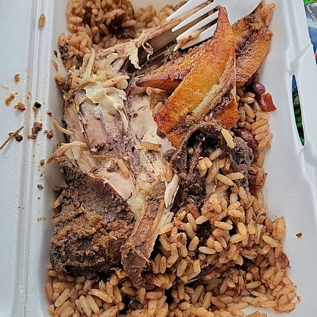 Jerk Chicken with Plantain and Peas Rice