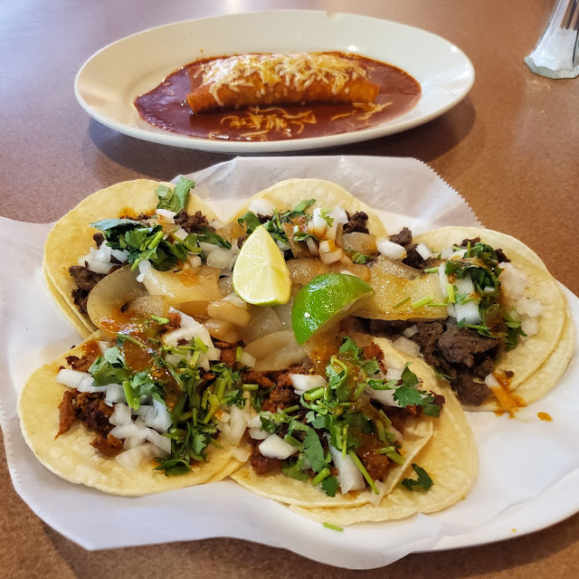 3 Carne Asada Tacos 2 Chorizo Tacos and Chicken Enchilada