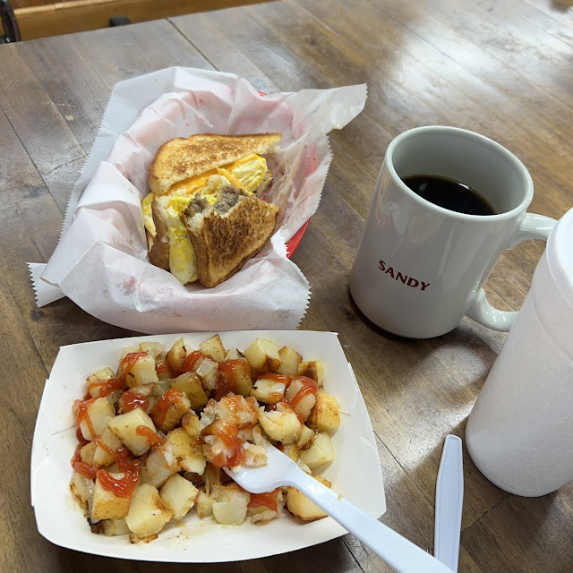 Sausage Egg and Cheese Sandwich with Homefries