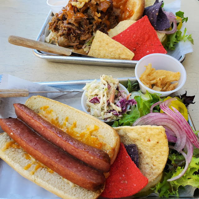 Slaw Dog and Pulled Pork Sandwich