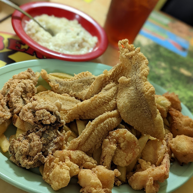 5 Catfish 5 Shrimp 5 Oyster Platter