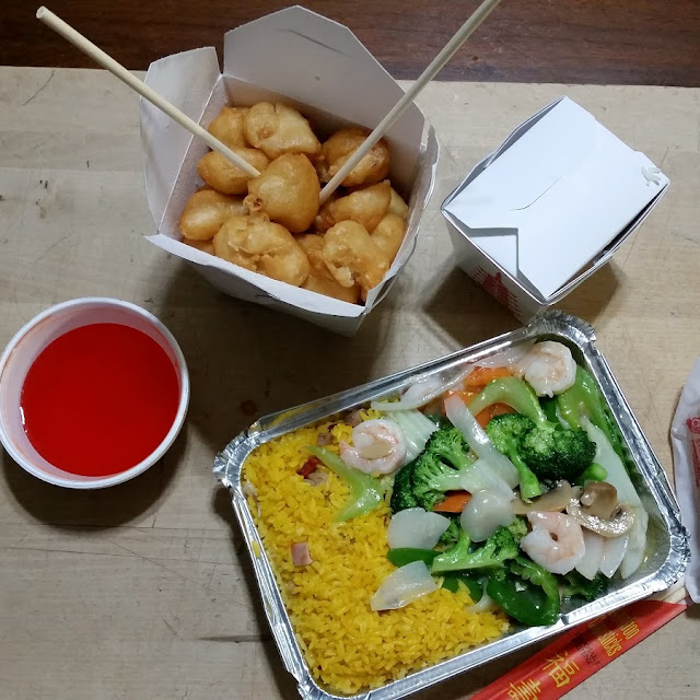 Sweet and Sour Chicken Shrimp Chow Mein Egg Rolls