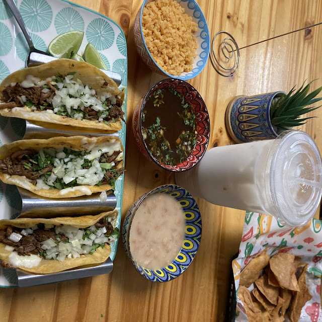 Tacos De Asada Combo with Rice and Beans