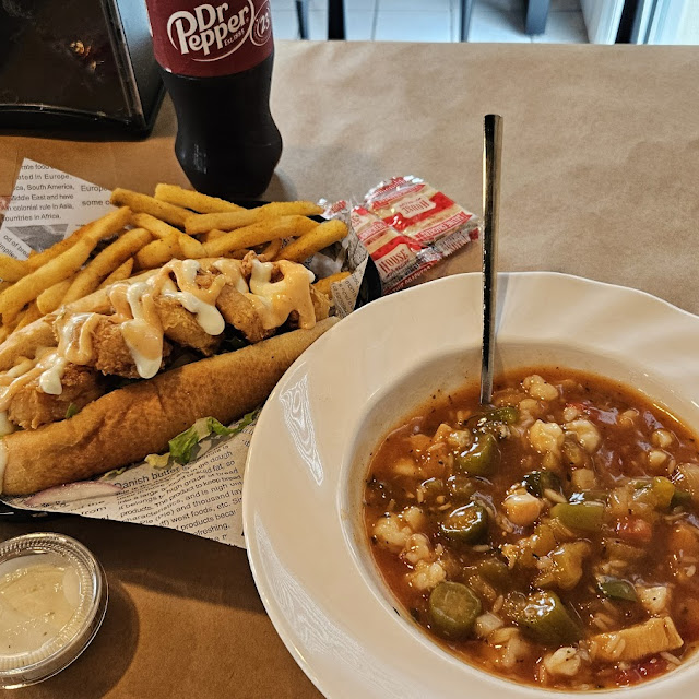Shrimp Poboy and Their Version of Gumbo
