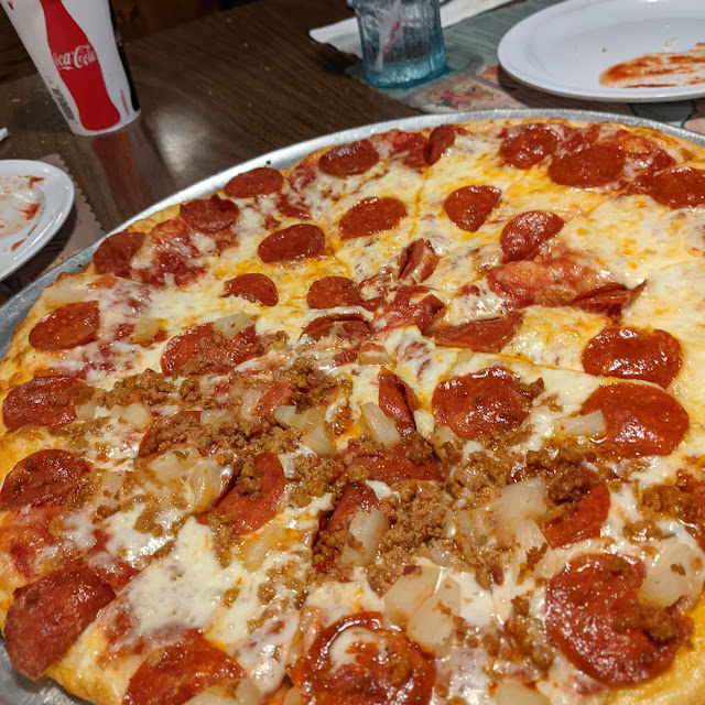Large Pepperoni Pizza with Pineapple and Sausage