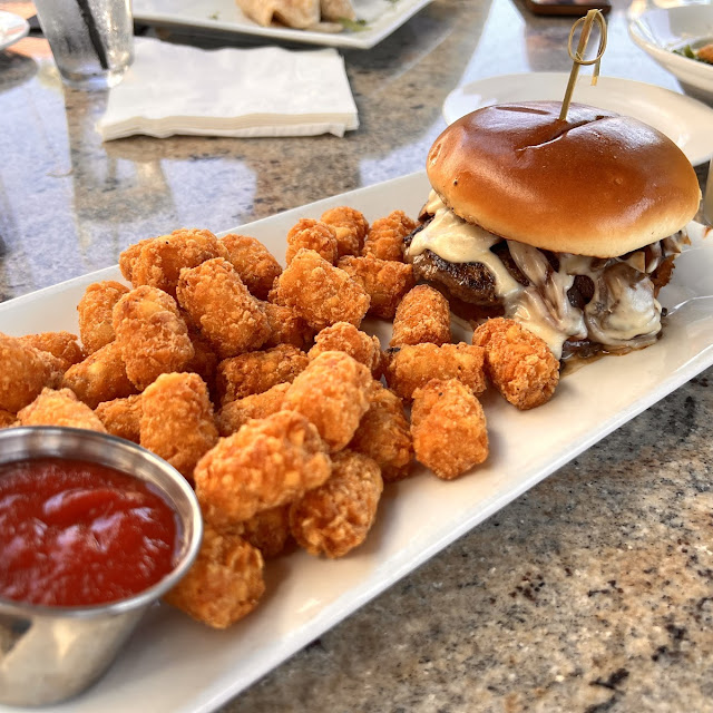 Mushroom Burger and Tater Tots