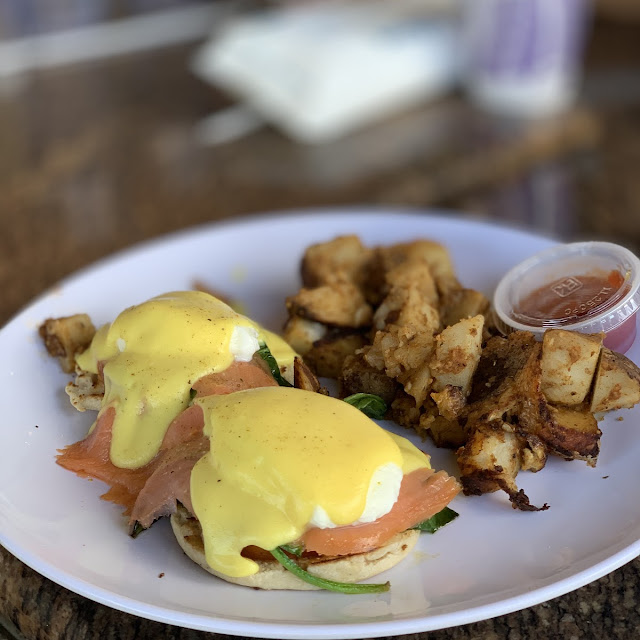 Salmon Eggs Benedict with Home Fries