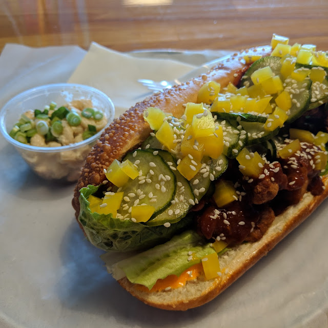 Hot Chicken Sandwich and Side Pasta Salad