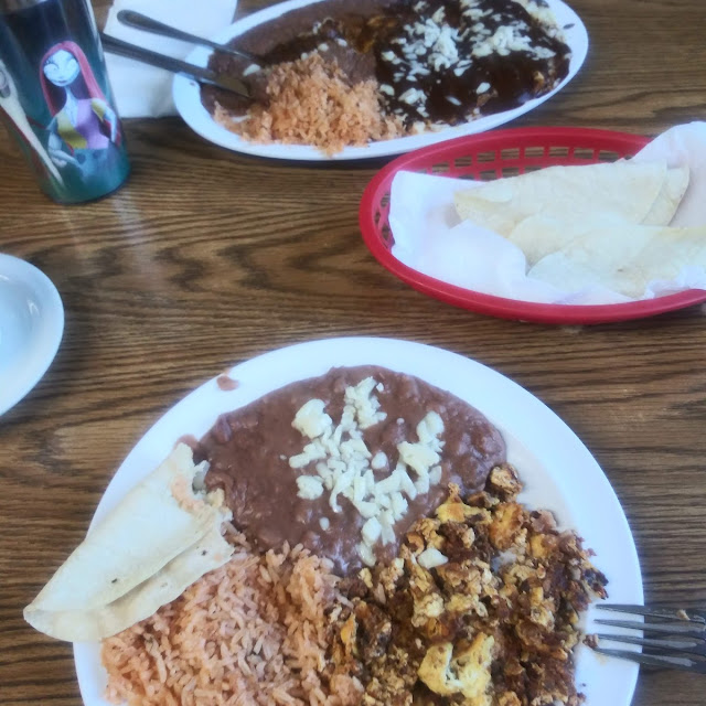 Chorizo Con Huevo with Sides of Rice and Beans