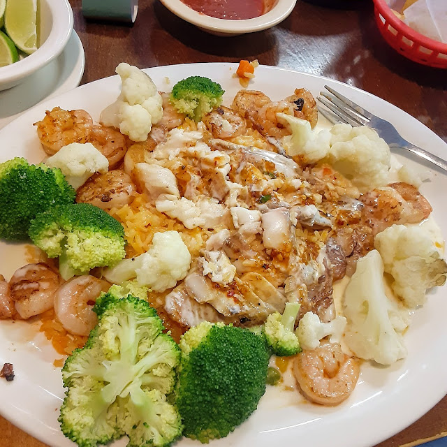 Grilled Tilapia Steamed Vegetables and Grilled Shrimp