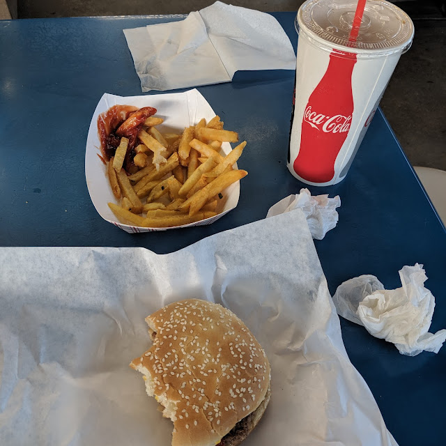 Hamburger with French Fries and a Diet Coke