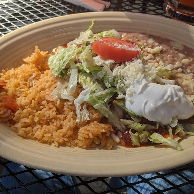 One Burrito One Enchilada Mexican Rice and Beans