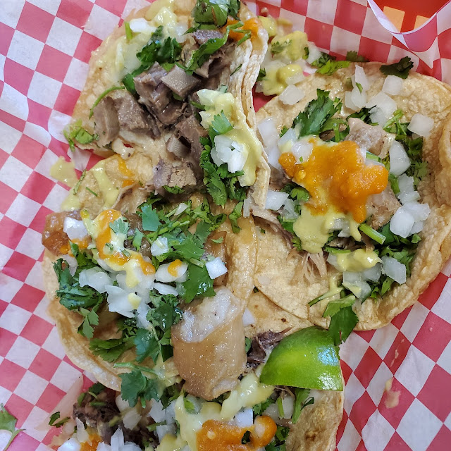 Barbacoa and Carnitas Tacos