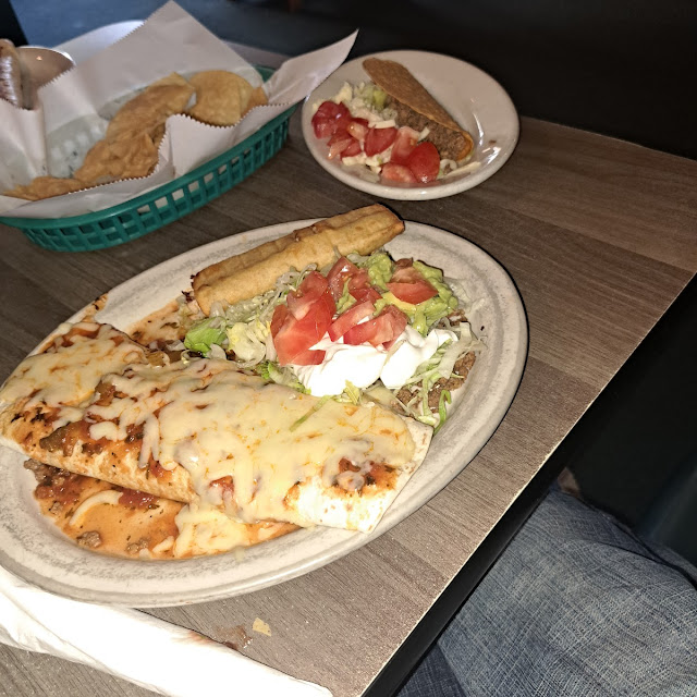 Flautas Burrito Taco Salad and a Taco
