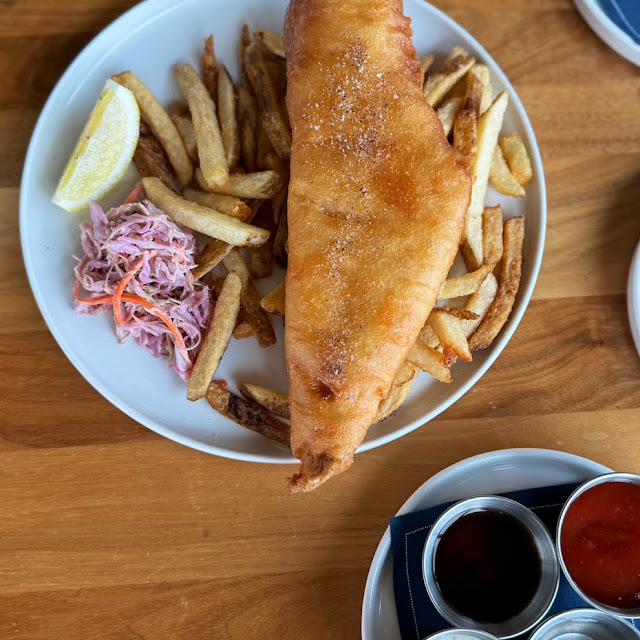 Fish and Chips with Coleslaw Salad